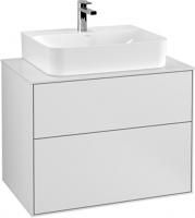 Тумба с раковиной Villeroy & Boch Finion 80 white matt lacquer, glass white matt, с настенным освещением