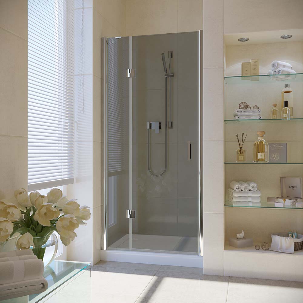 Душевая дверь в нишу Vegas Glass AFP LUX 120 08 07 L, профиль глянцевый хром, стекло графит