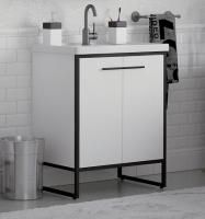 Тумба с раковиной Corozo Айрон 60 черная/белая