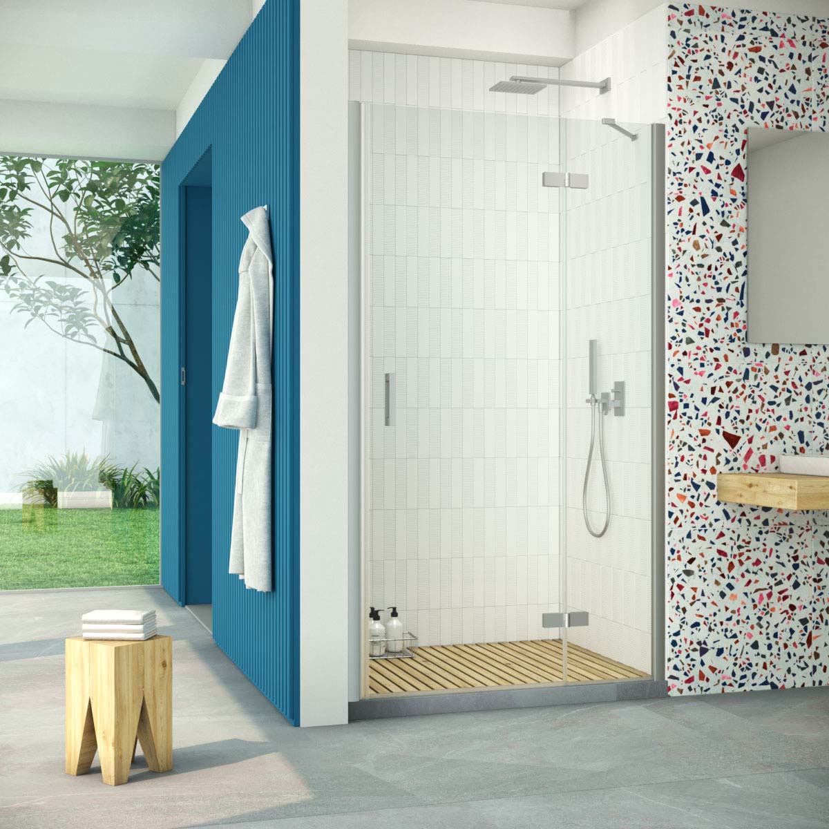 Душевая дверь в нишу Vegas Glass AFP Retta 120 07 crystalvision R, профиль матовый хром, стекло crystalvision