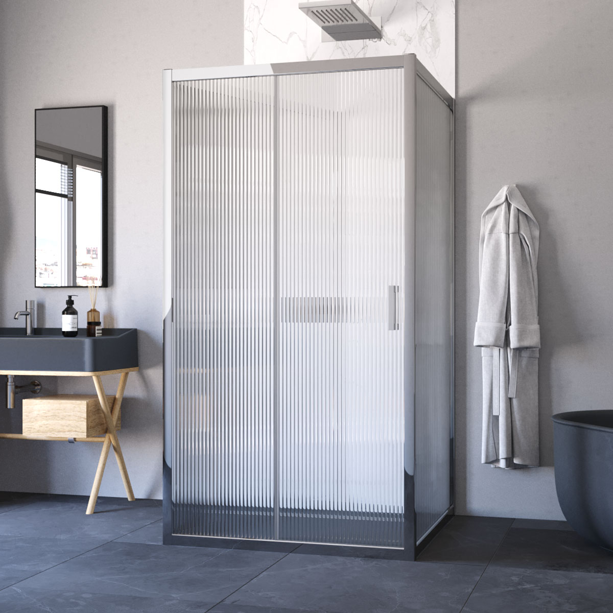 Душевой уголок Vegas Glass ZP-U TUR NOVO 120*90 08 Moru, профиль глянцевый хром, стекло Moru