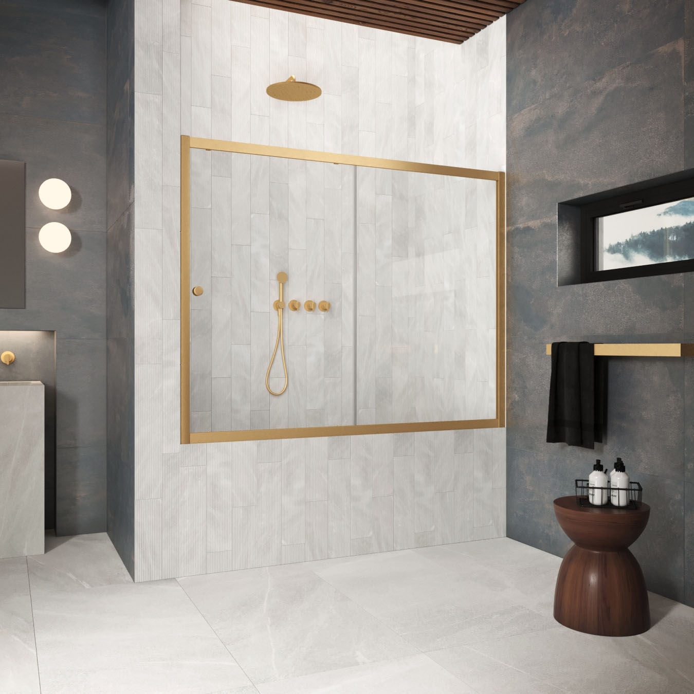 Шторка на ванну Vegas Glass  ZV Protec 170 03 crystalvision, профиль золото матовое, стекло crystalvision