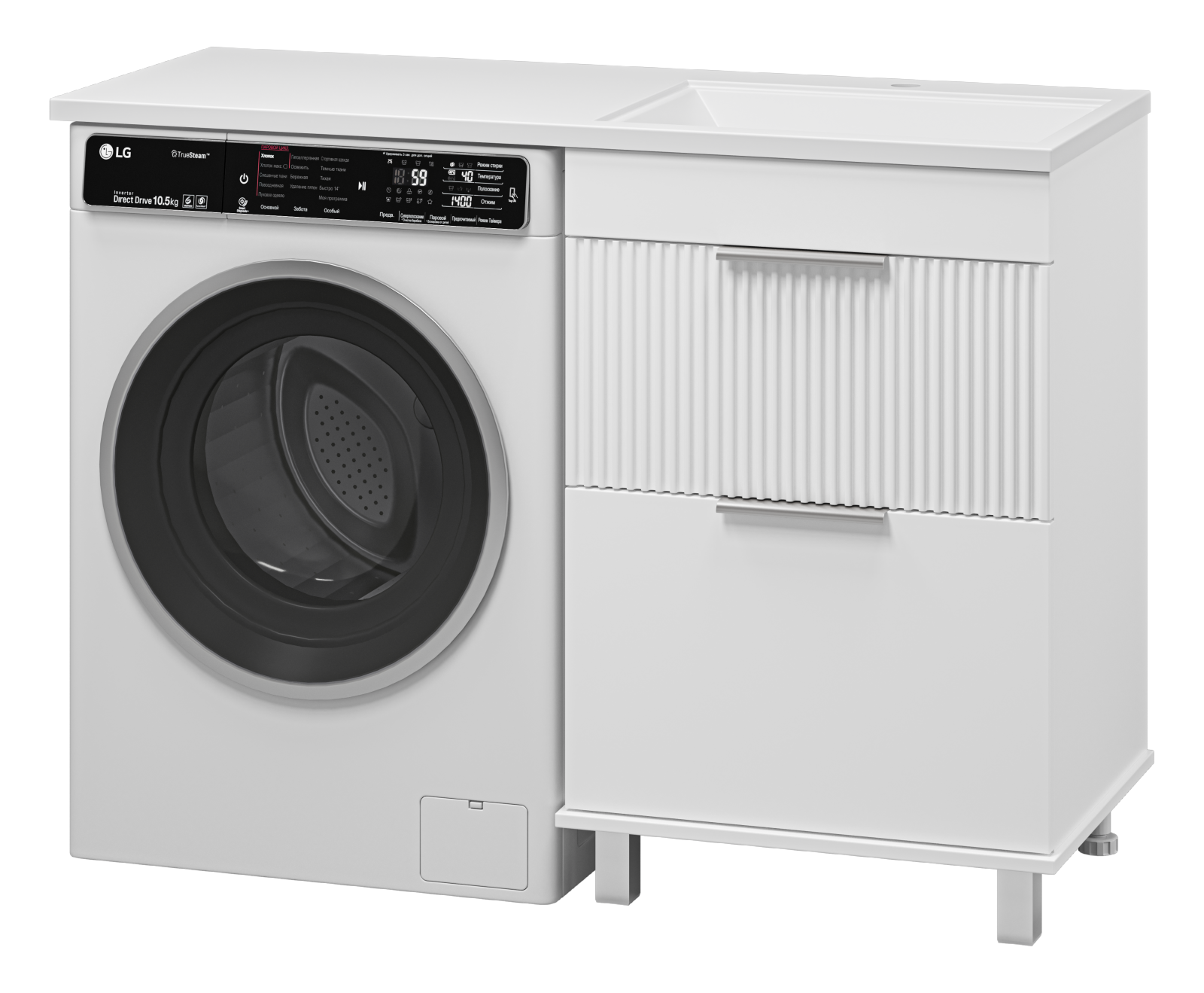 Тумба с раковиной Brevita Enfida 60 R под стиральную машину, белая