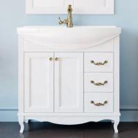 Тумба с раковиной ValenHouse Эллина 80 белая, фурнитура бронза