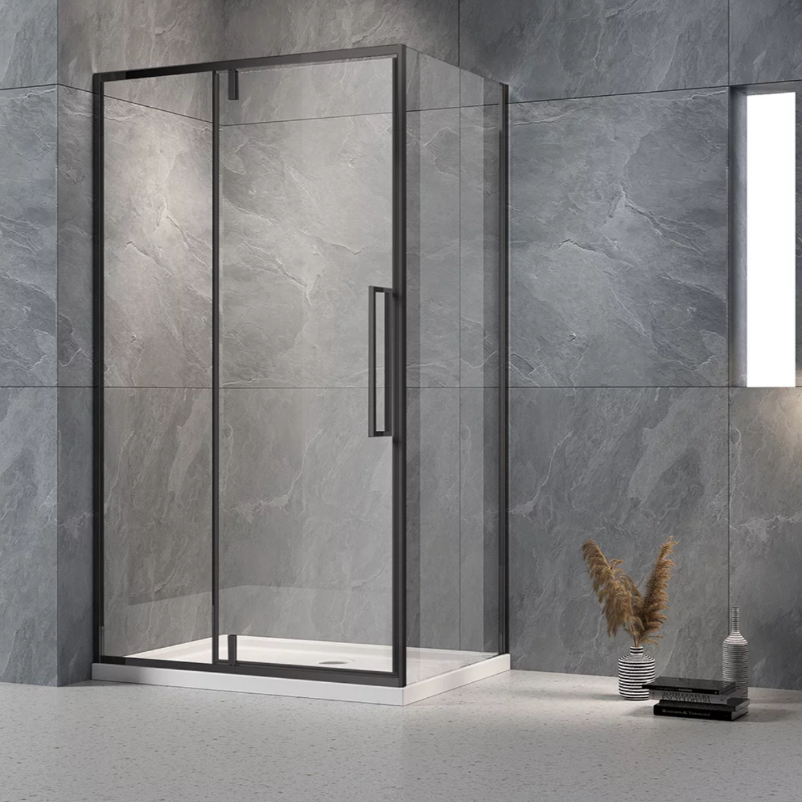 Душевой уголок Veconi Rovigo RV-034B 110x80, профиль черный