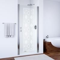 Душевая дверь в нишу Vegas Glass ЕР 85 08 РОМБ 2 профиль глянцевый хром, стекло прозрачное рисунок матовый