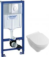 Инсталляция Grohe Rapid SL 38721001 с кнопкой + унитаз подвесной Villeroy & Boch O'Novo 5660HR01 alpin
