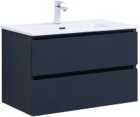 Тумба с раковиной Aquanet Вега 2.0 80 2 ящика, маренго, раковина Flat