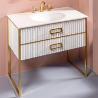 Тумба с раковиной Armadi Art Monaco 100 белая, золото