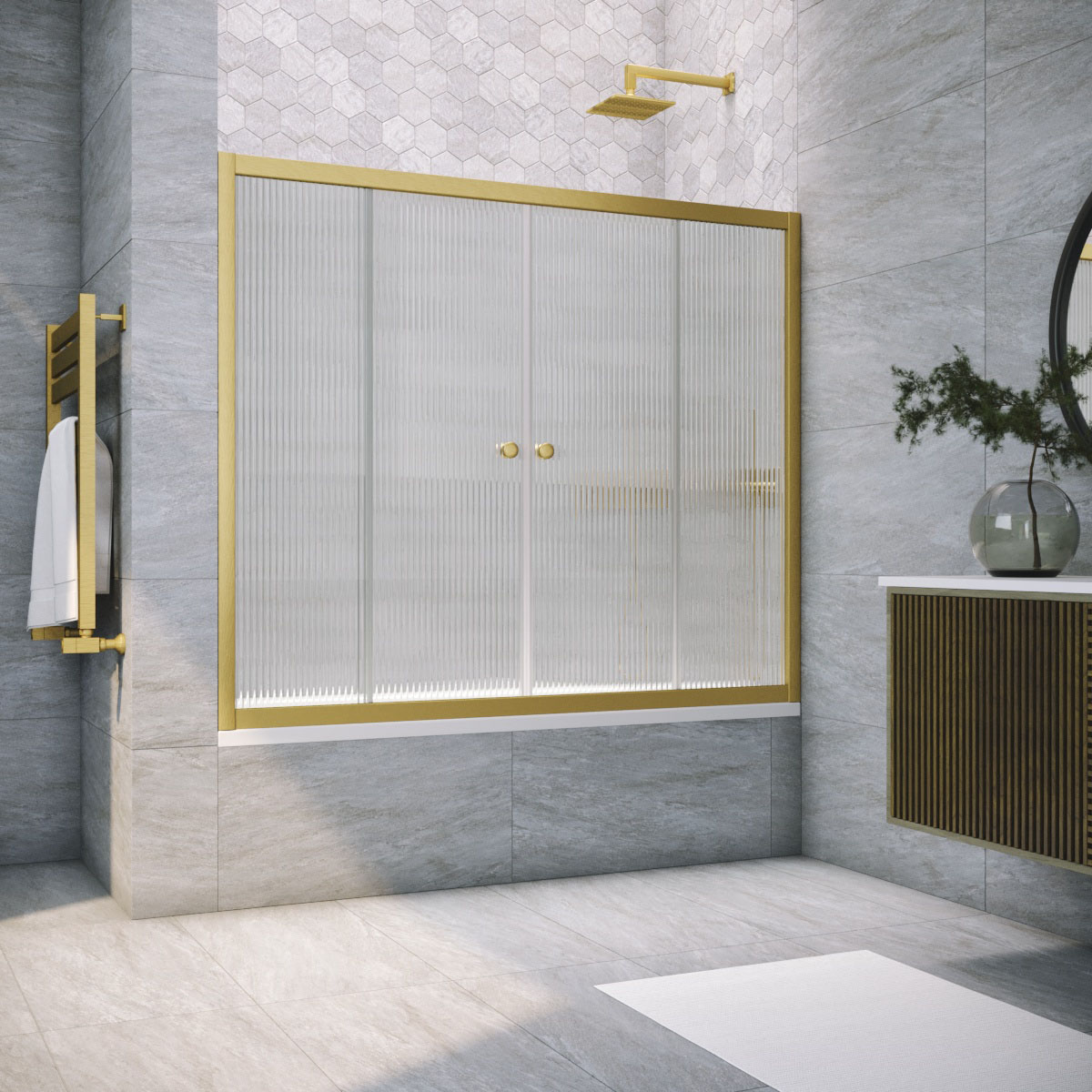 Шторка на ванну Vegas Glass  Z2V NOVO 155 03 Moru, профиль золото матовое, стекло Moru