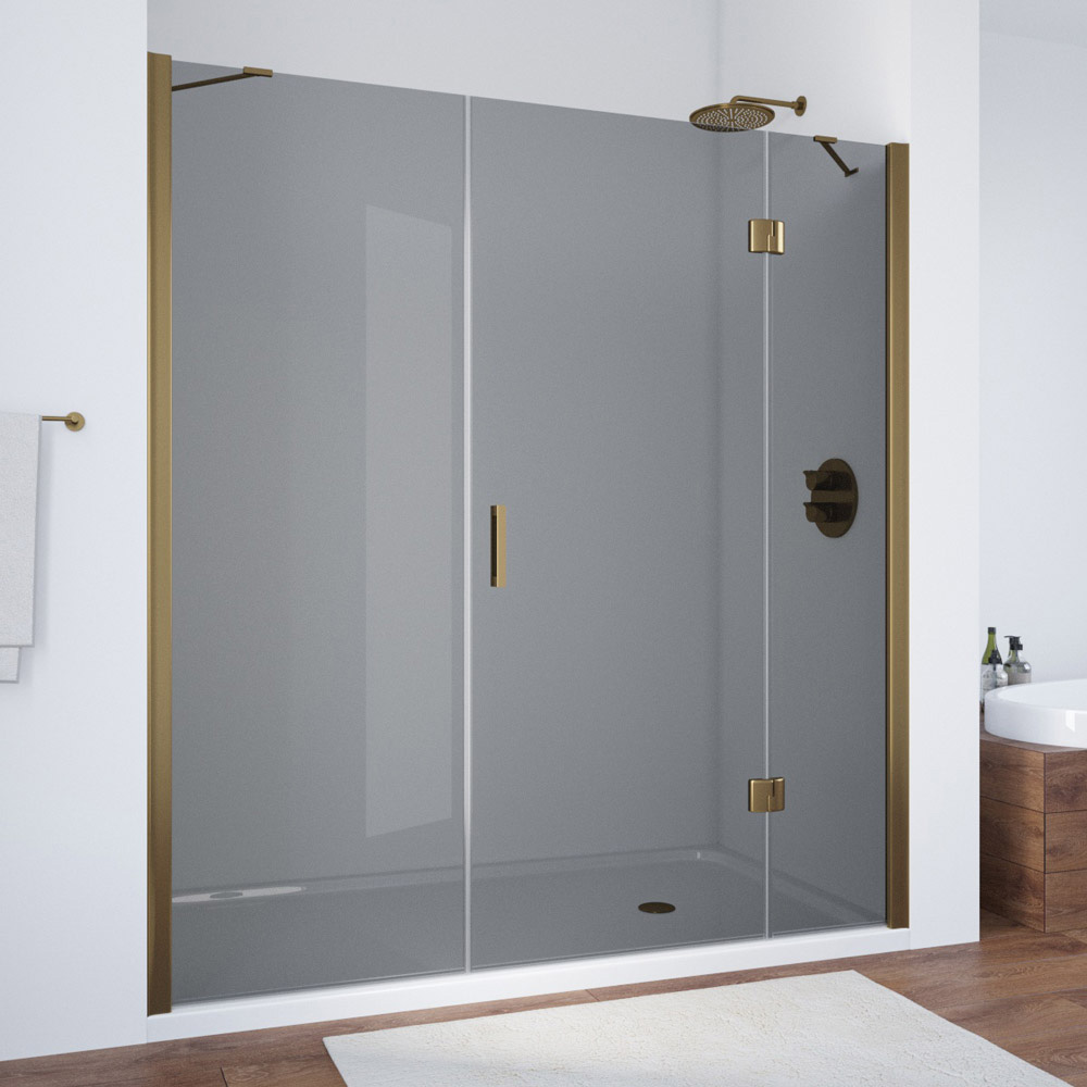 Душевая дверь в нишу Vegas Glass AFP-F NOVO 150 05 07 R, профиль бронза, стекло графит