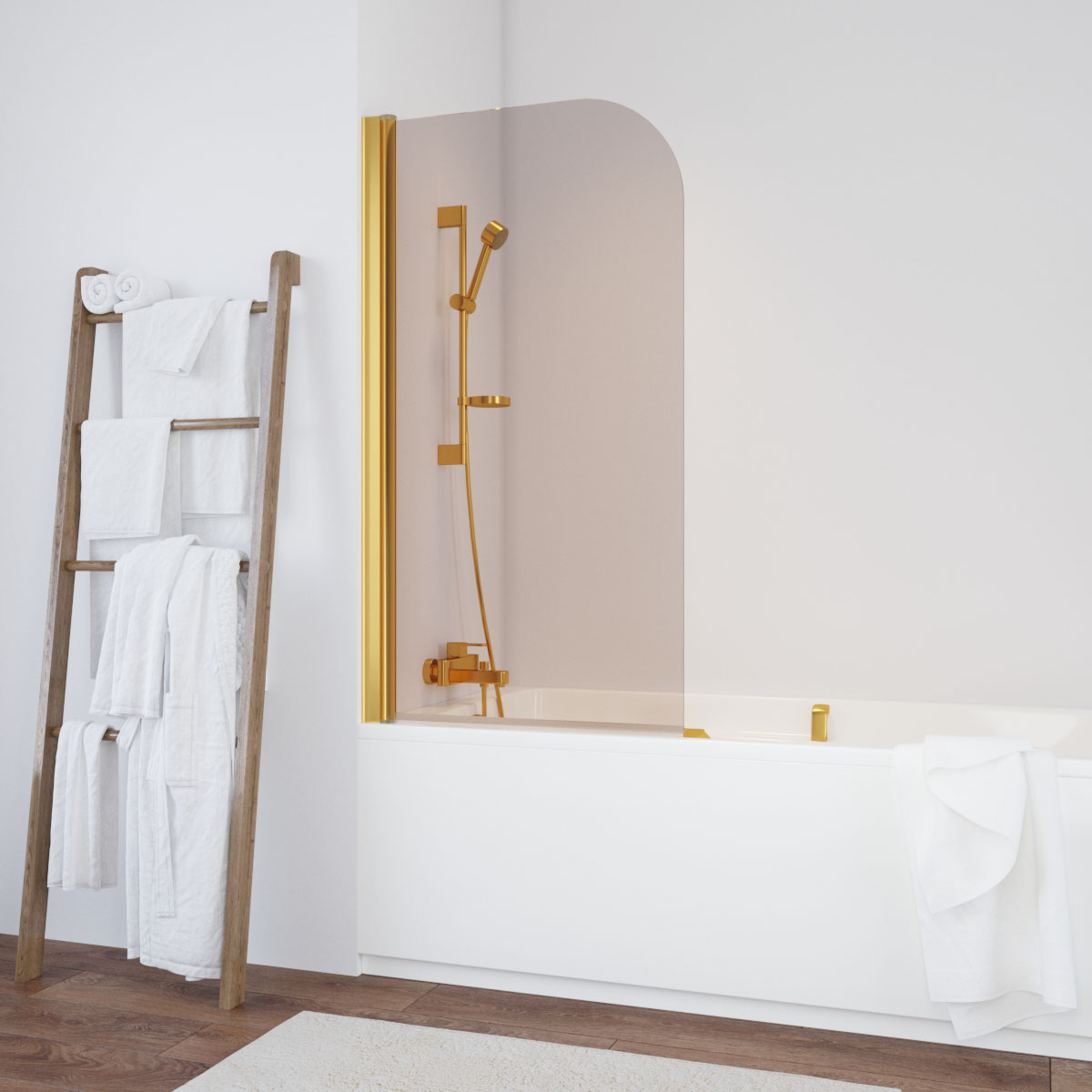 Шторка на ванну Vegas Glass EV 70 09 05, профиль золото глянцевое, стекло бронза