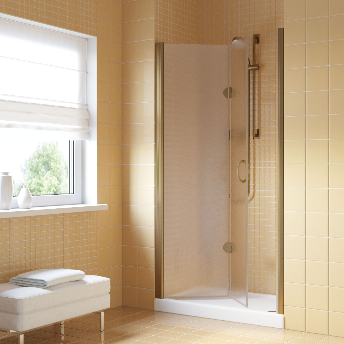 Душевая дверь в нишу Vegas Glass  GPS LUX 90 05 02 L, профиль бронза, стекло шиншилла