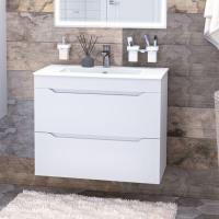 Тумба с раковиной Aquanet Практика 80 2 ящика, белая матовая