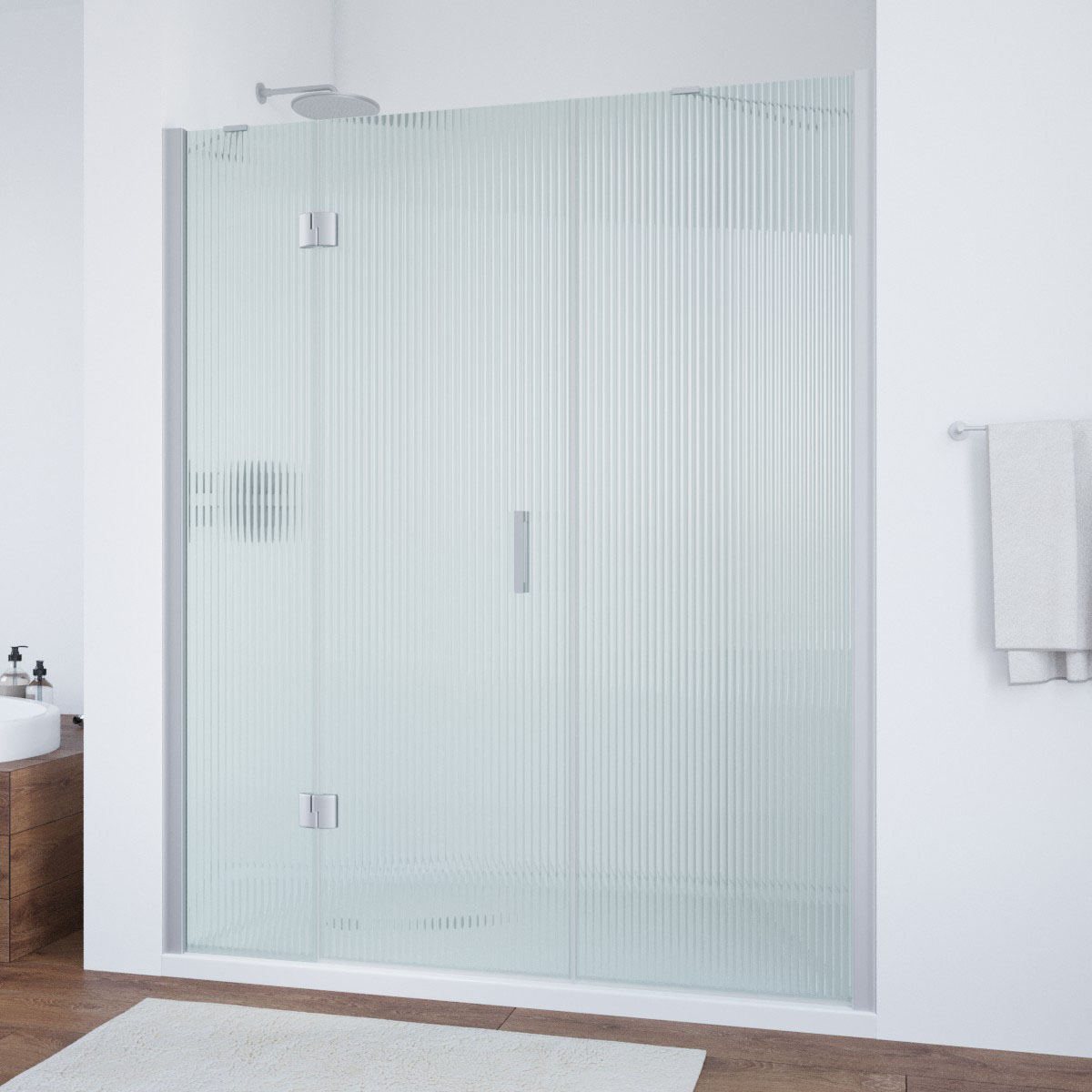 Душевая дверь в нишу Vegas Glass  AFP-F NOVO 180 07 Moru L, профиль матовый хром, стекло Moru