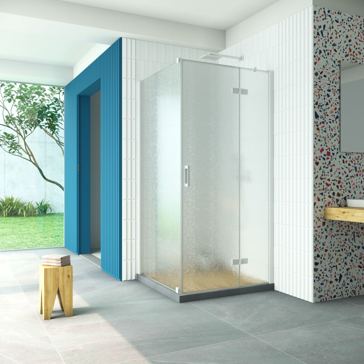 Душевой уголок Vegas Glass AFP-Fis Retta 110*90 01 02 R, профиль белый, стекло шиншилла