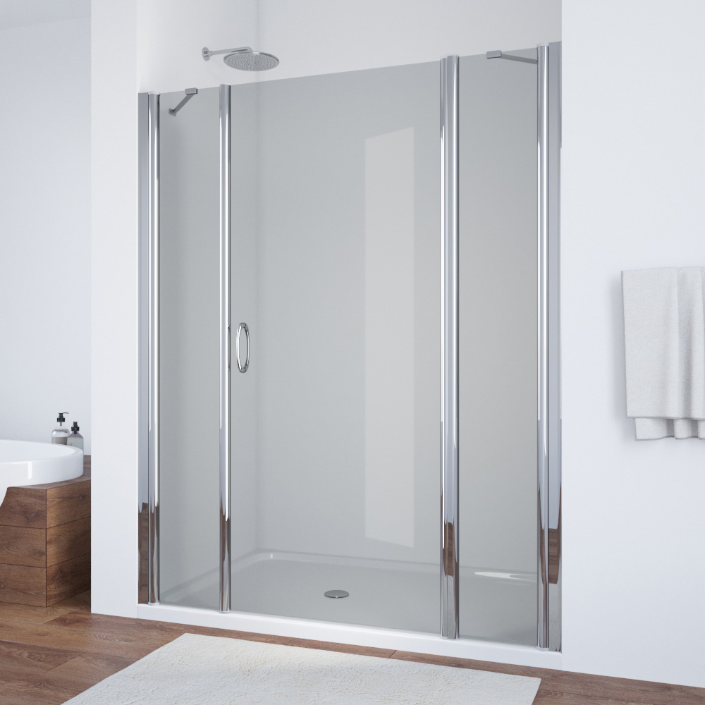 Душевая дверь в нишу Vegas Glass EP-2F 130 08 07 R, профиль глянцевый хром, стекло графит