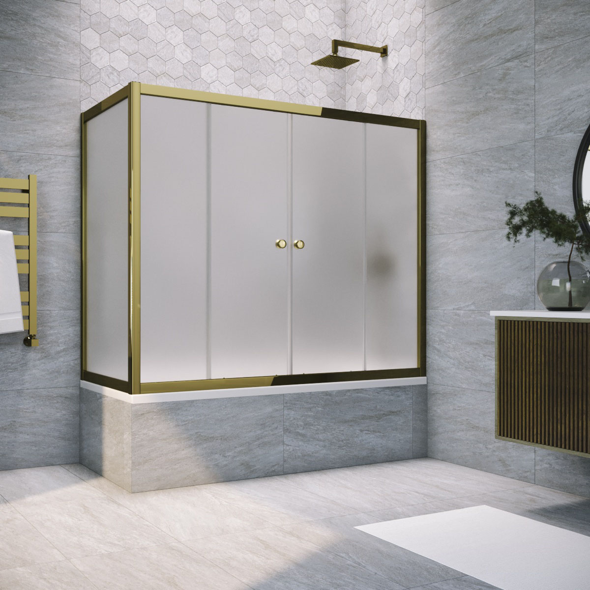 Шторка на ванну Vegas Glass Z2V+ZVF TUR NOVO 165*75 05 10, профиль бронза, стекло сатин