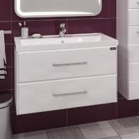 Тумба под раковину СанТа Омега Люкс 80 подвесная белая 2 ящика