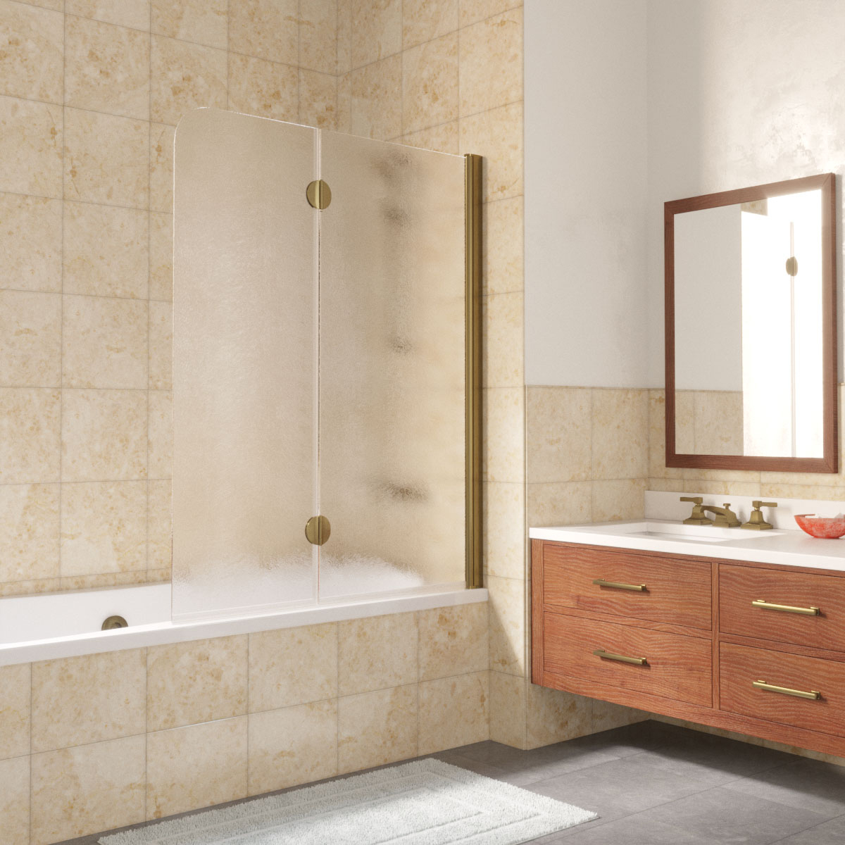 Шторка на ванну Vegas Glass  E2V LUX 120 05 02 R, профиль бронза, стекло шиншилла