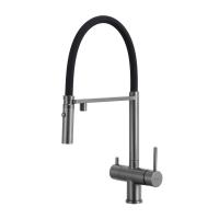 Смеситель для кухни Gappo G4397-89 с подключением к фильтру, оружейная сталь