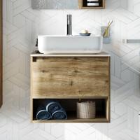 Тумба с раковиной Stworki Карлстад 60 дуб рустикальный, простоун беж