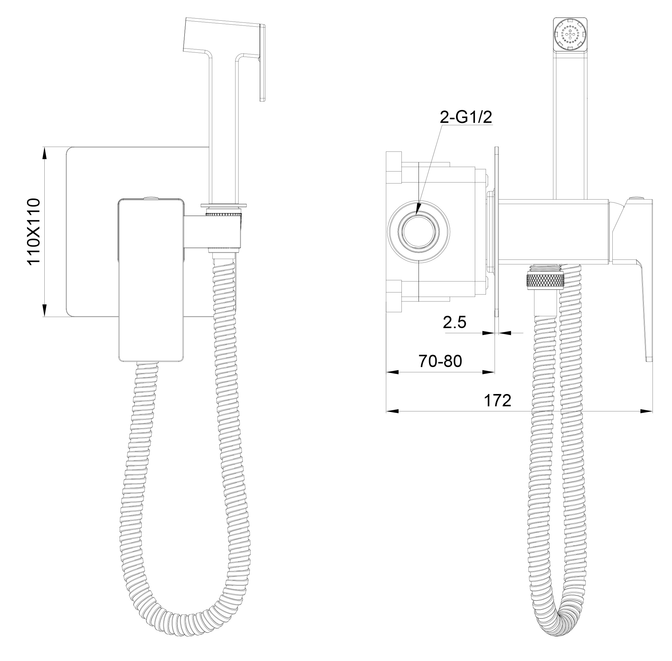 Гигиенический душ Wonzon & Woghand Cube 2.0 WW-88829068-BGM со смесителем