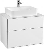 Тумба с раковиной Villeroy & Boch Finion 80 glossy white lacquer, glass white matt, с настенным освещением