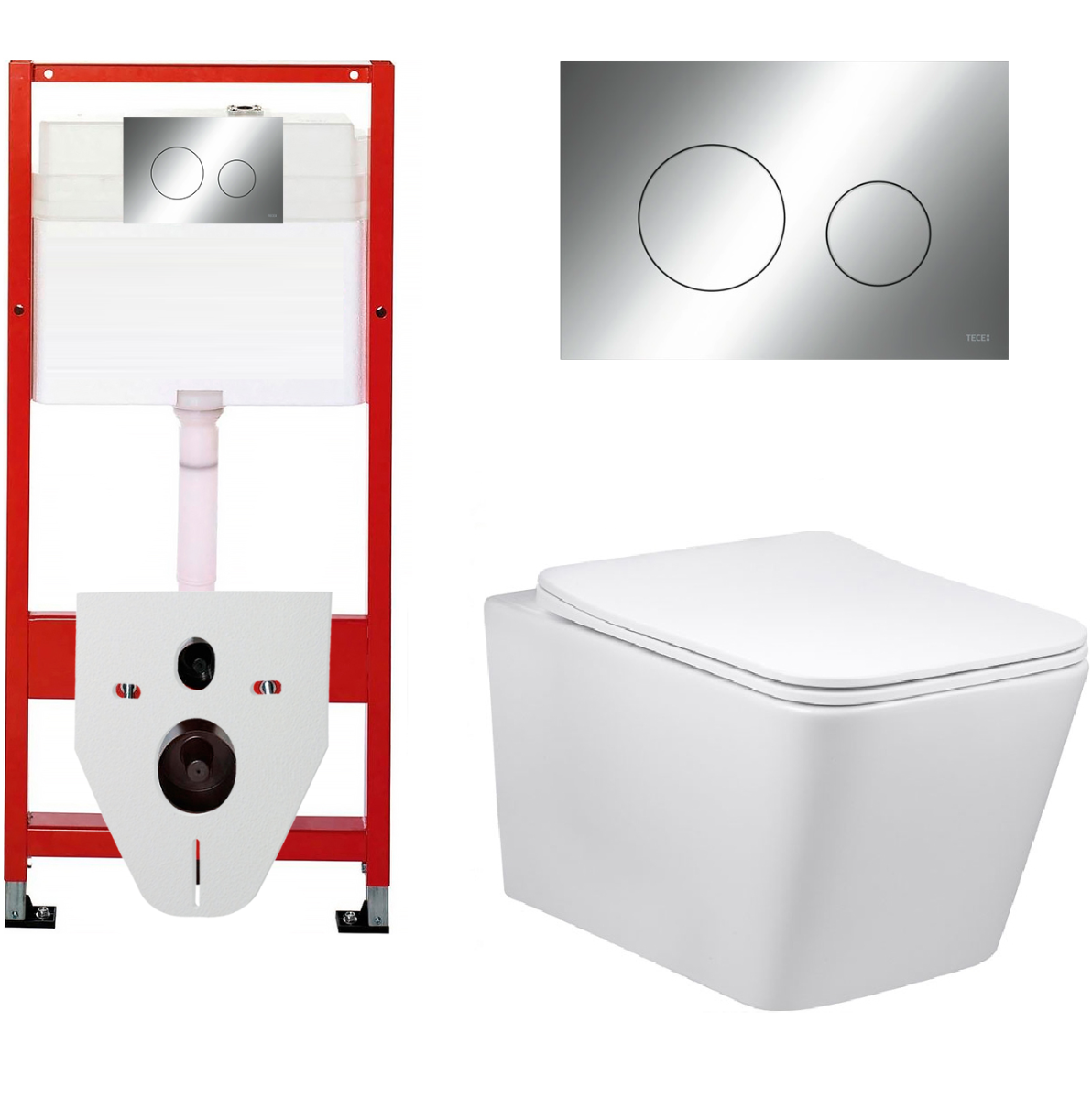 Инсталляция Tece TECEloop K440921 с кнопкой + унитаз подвесной BelBagno Due BB3103CHR/SC