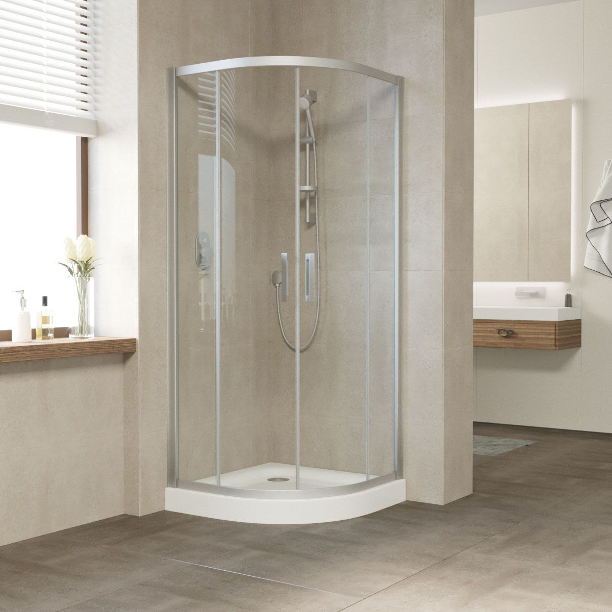 Душевой уголок Vegas Glass ZS NOVO h2000 120 07 crystalvision профиль матовый хром, стекло crystalvision