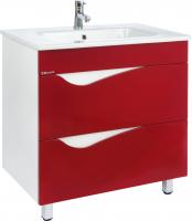 Тумба с раковиной Bellezza Эйфория 80 красная 2 ящика
