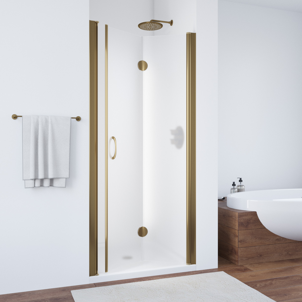 Душевая дверь в нишу Vegas Glass GPS 90 05 10, профиль бронза, стекло сатин