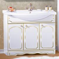 Тумба с раковиной Бриклаер Лючия 100 белый глянец, золото