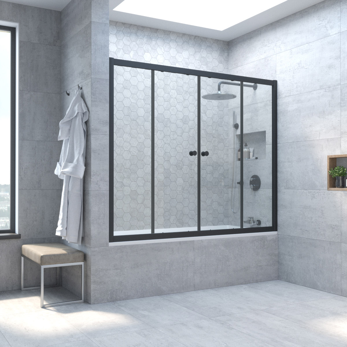 Шторка на ванну Vegas Glass Z2V NOVO 195 02М crystalvision, профиль черный матовый, стекло crystalvision