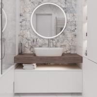 Мебель для ванной Stworki Ольборг 120 столешница дуб карпентер, без отверстий, 2 тумбы 60, с раковиной Vitra Shift