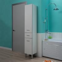 Пенал Aquanet Верона 35 L, c бельевой корзиной, белый