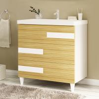 Тумба с раковиной Marka One Mix 70Н ПП с 3 ящиками, коко боло