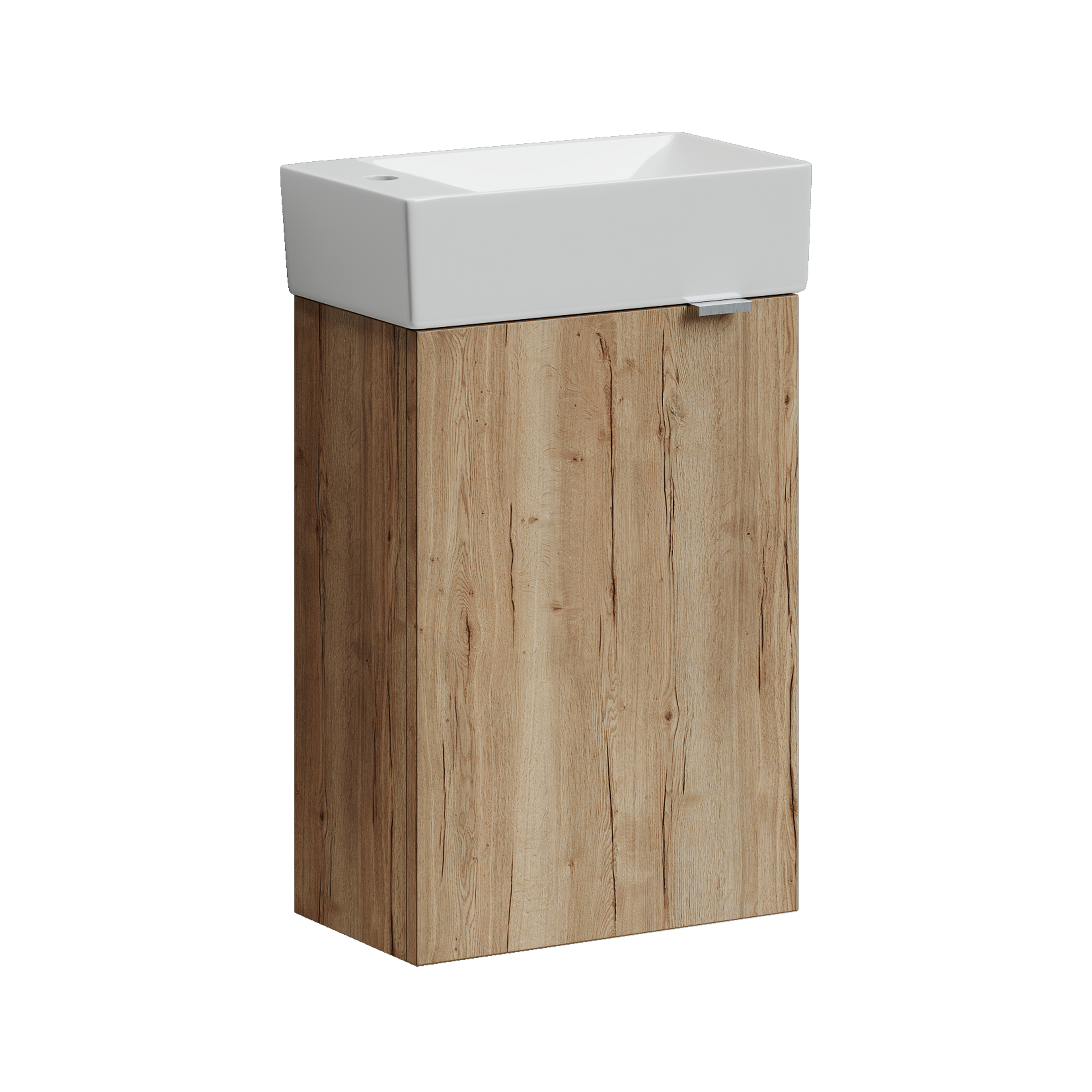 Тумба с раковиной Sancos Mini 36 L дуб галифакс натуральный, подвесная