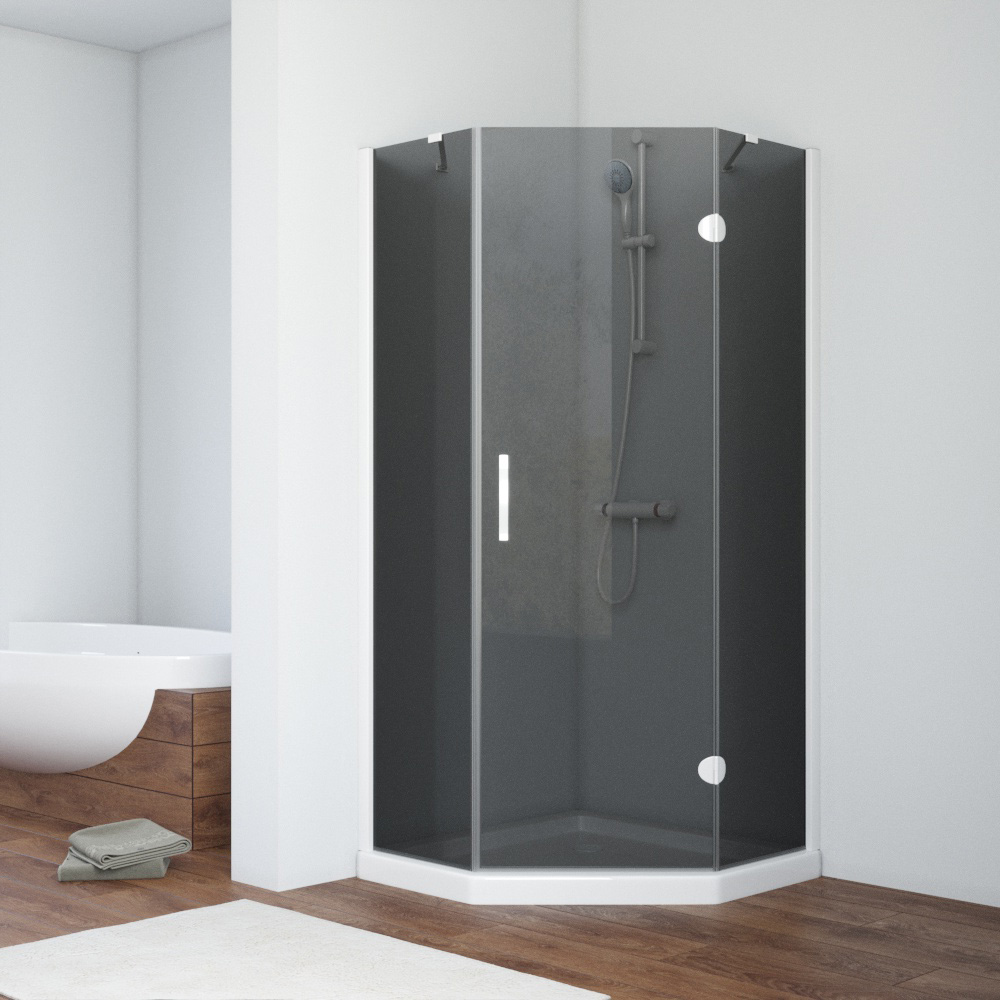 Душевой уголок Vegas Glass AFA-Pen NOVO 120 01 07 R, профиль белый, стекло графит