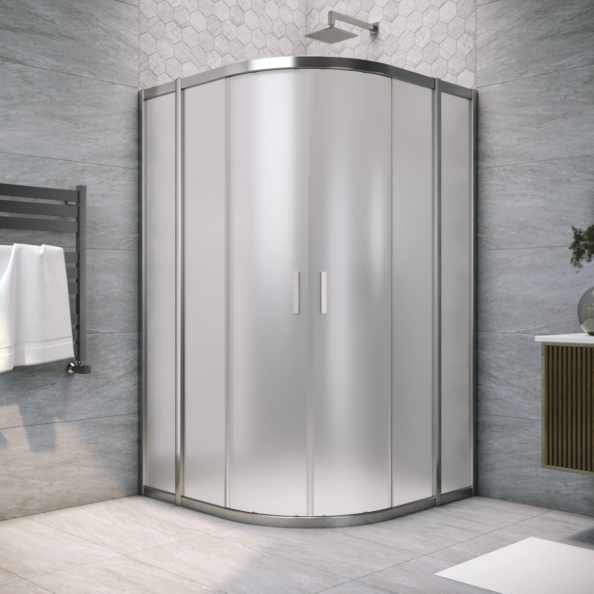 Душевой уголок Vegas Glass ZS TUR NOVO h1900 110 08 10, профиль глянцевый хром, стекло сатин