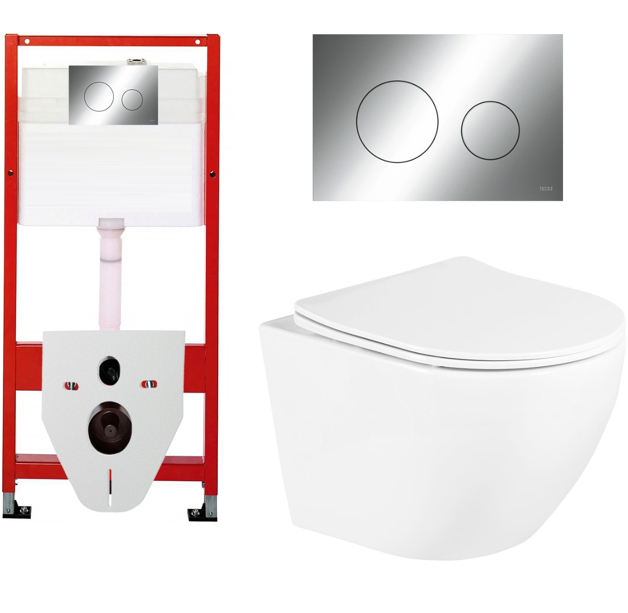 Инсталляция Tece TECEloop K440921 с кнопкой + унитаз подвесной BelBagno Uno BB3105CHR/SC