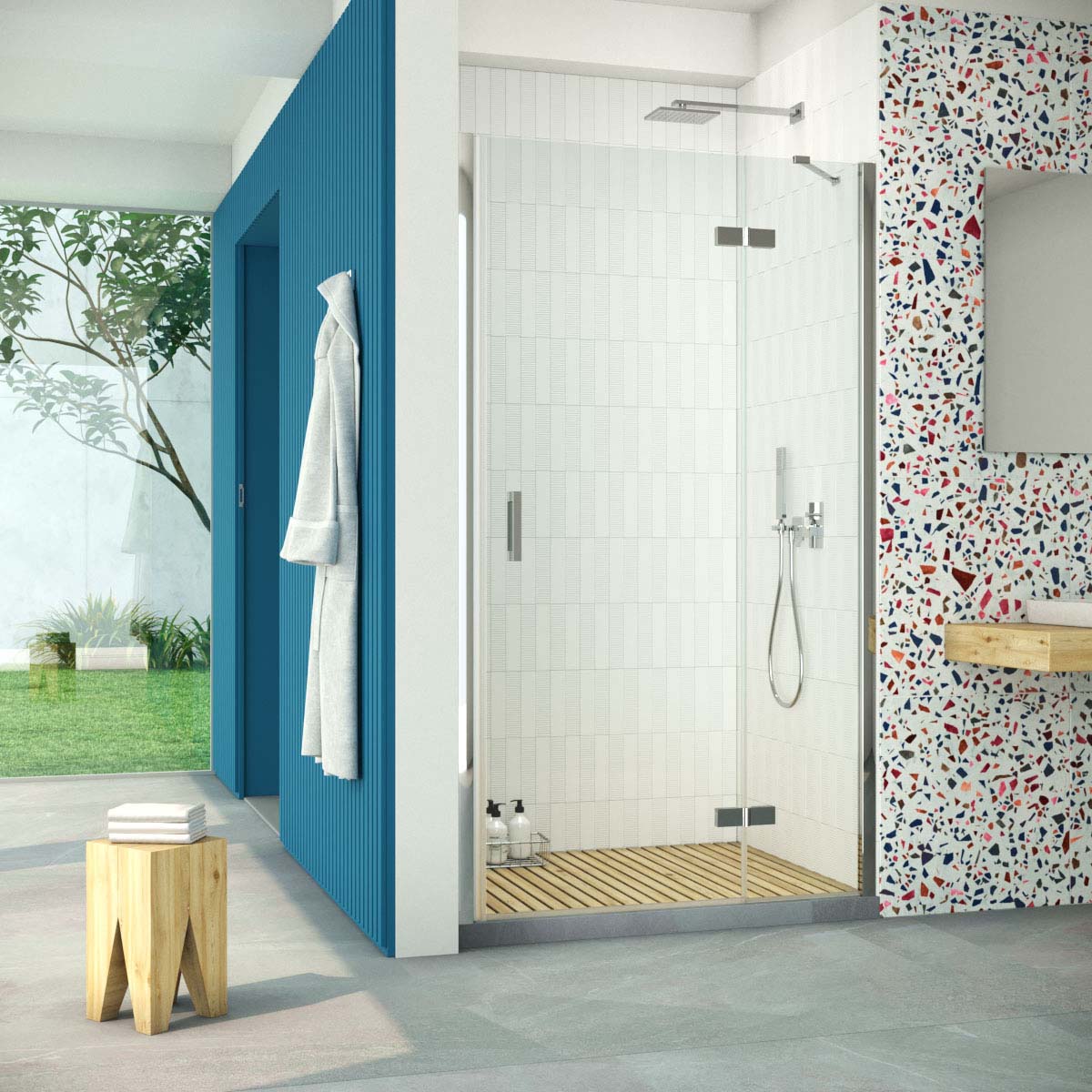 Душевая дверь в нишу Vegas Glass AFP Retta 110 08 01 R, профиль глянцевый хром, стекло прозрачное