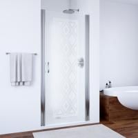 Душевая дверь в нишу Vegas Glass ЕР 80 08 РОМБ 10+10 профиль глянцевый хром, стекло матовое рисунок матовый