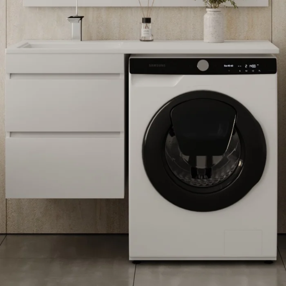 Тумба с раковиной Style Line Даллас 110 L Люкс Plus подвесная, белая эмаль