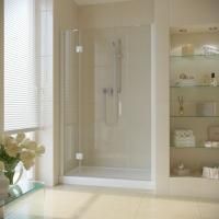 Душевая дверь в нишу Vegas Glass AFP-F LUX 130 01 crystalvision L профиль белый, стекло crystalvision