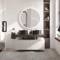 Мебель для ванной Stworki Ольборг 120 столешница дуб карпентер, без отверстий, 2 тумбы 60 + 2 раковины Stworki Rotenburg 40, черная