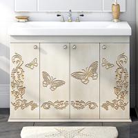 Тумба под раковину Misty Бабочка 120 бежевая, патина