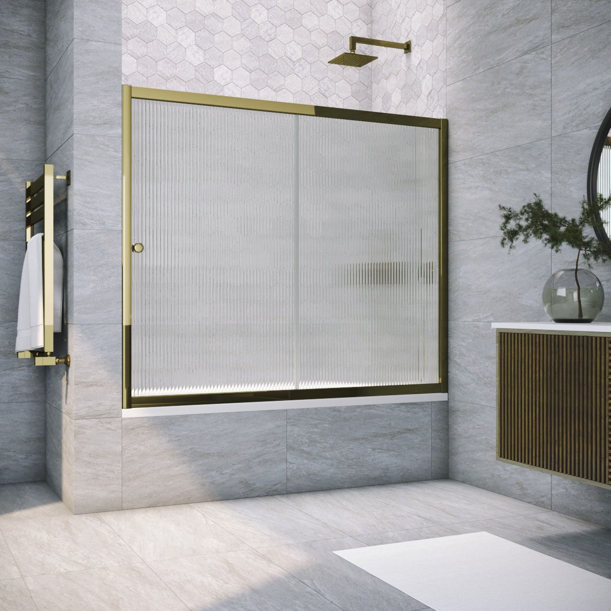 Шторка на ванну Vegas Glass  ZV TUR NOVO 180 05 Moru, профиль бронза, стекло Moru