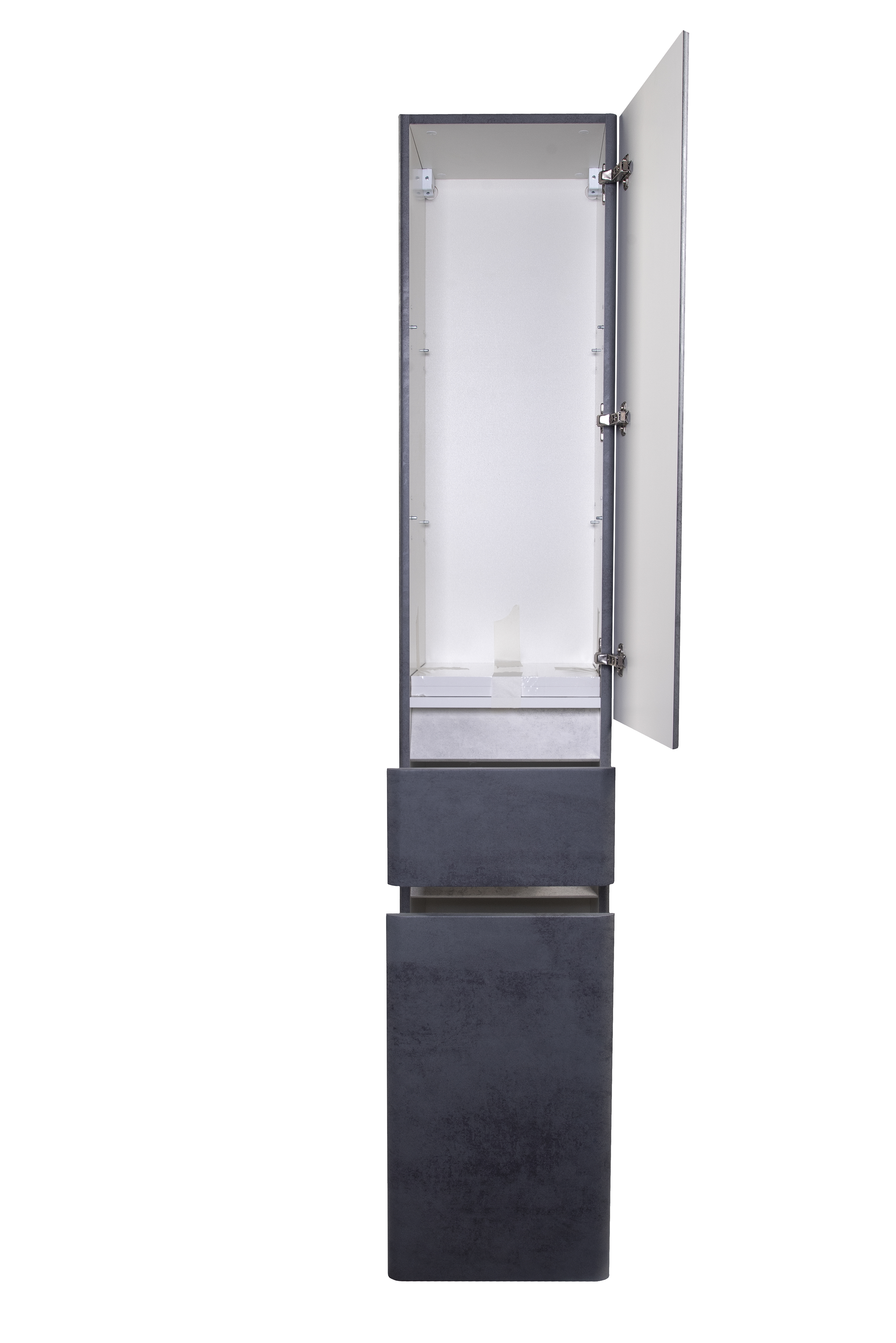 Пенал Style Line Атлантика 35 с корзиной, Люкс бетон темный, Plus