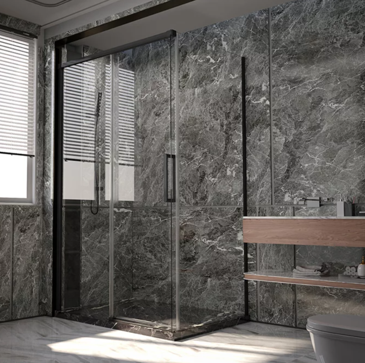 Душевой уголок Veconi Premium Trento PTC-SP-40B 140x80, профиль черный